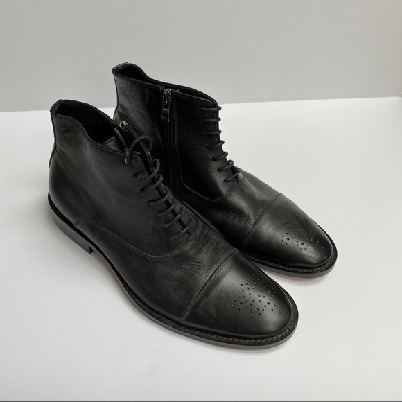 Black Leather Laced Boots